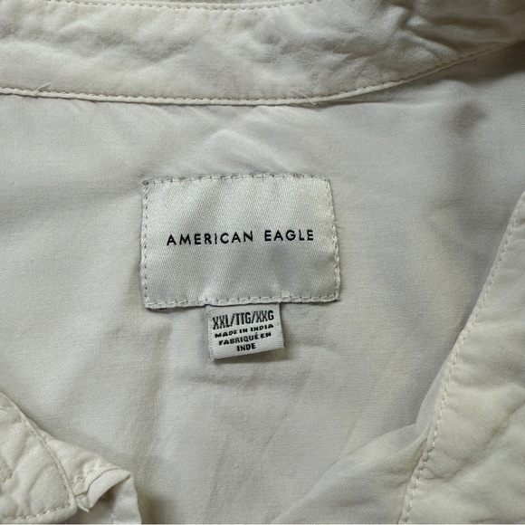 Women’s American Eagle Cream Button Down Shirt XXL Long Sleeve Casual - Picture 3 of 9
